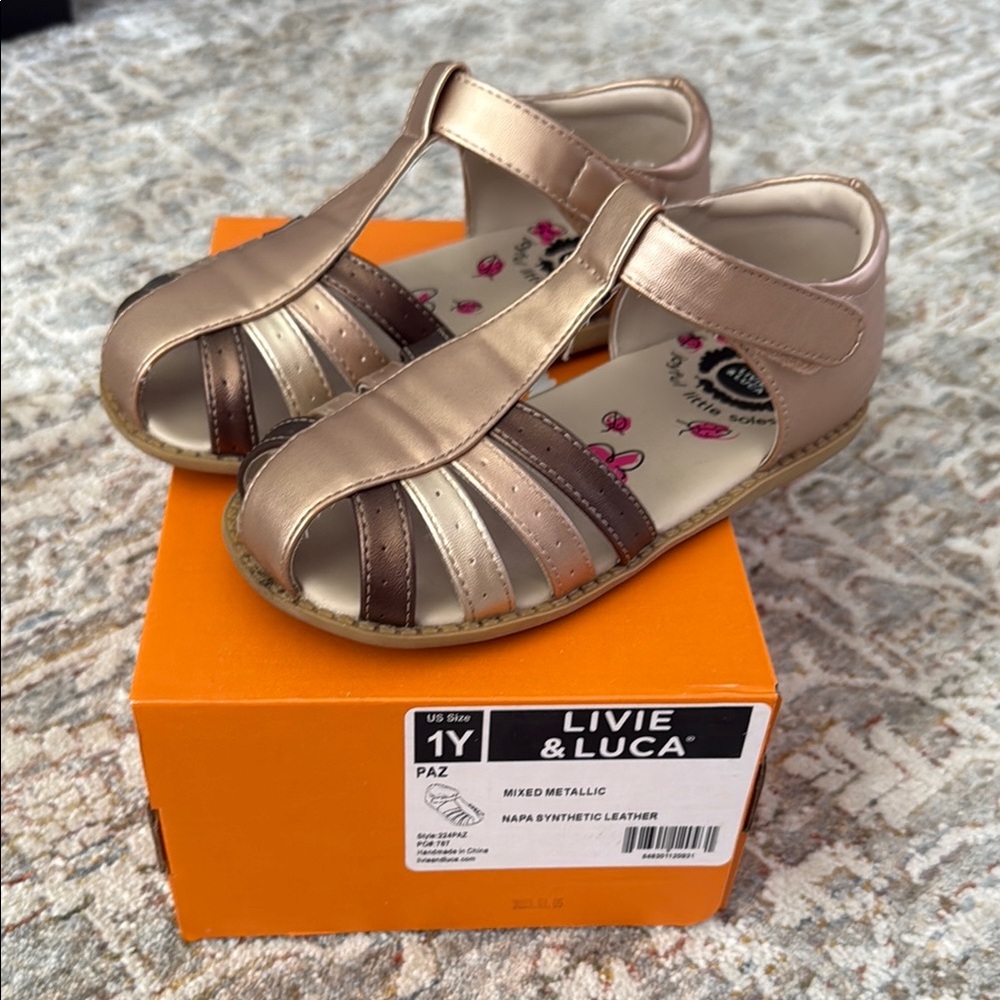 Livie & Luca Kids Paz Metallic Sandals Size 1Y